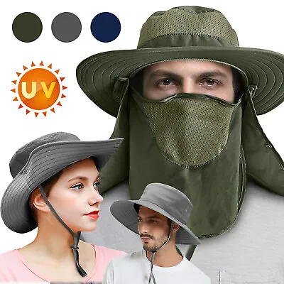 Men Women Neck Face Flap Cap Outdoor Wide Brim Sun Hat Fishing Bucket Hat 50+UPF • $8.99