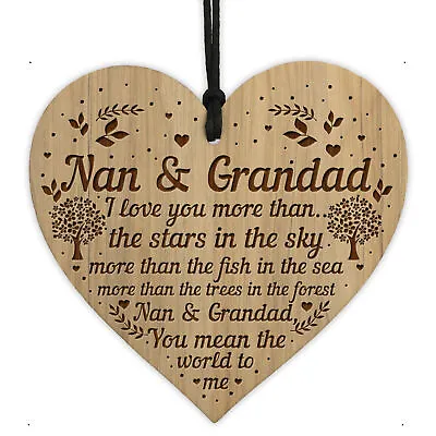 Nan And Grandad Sign Engraved Heart Gift For Grandparents Birthday Christmas • £4.99