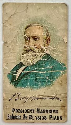 Victorian Trade Card  Blasius Piano  - President Harrison Endorses • $4.99