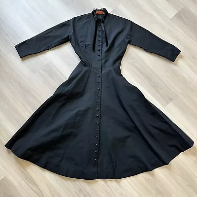 Vintage 1940s 1950's Unique Dress By L'aiglon For Flare Black Read! • $9.99