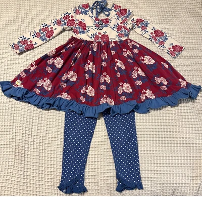 $44.99 • Buy Wild Flowers Happy Go Lucky Outfit Dress And M.V.P. Leggings Set Girls Size 4