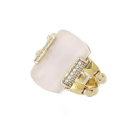 Michael Kors 14k Gold Vermeil Sterling Crystal Pave Rose Quartz Ring Size 7.5 • $61.25
