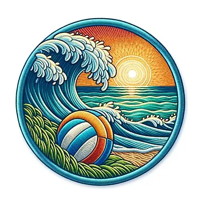 Retro Ocean Wave Patch Iron-on Applique Clothing Vest Jacket Beach Volleyball • $3.99