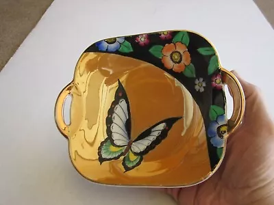 VTG Noritake Hand Painted GIANT Butterfly & Deco Vivid Flowers Decorated Dish • $39