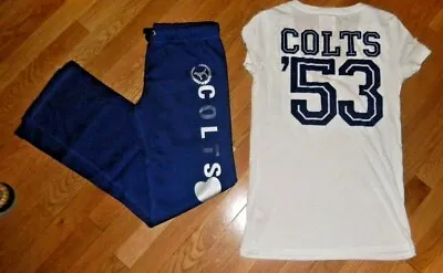 NEW Victoria's Secret PINK NFL COLTS INDIANAPOLIS Med TEE & Small Sweatpant NFL • $225
