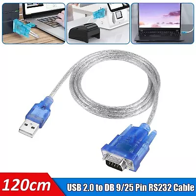 USB To 9-pin DB9 RS232 Serial Cable Adapter Converter Win10 Win8 Win7 32/64bit • $9.49