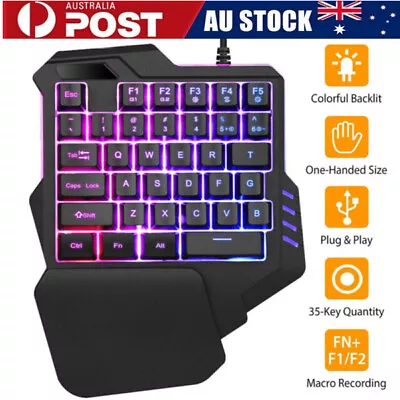 35Keys One-Handed Mechanical Gaming Keyboard RGB Backlit Mini Keypad Controller • $27.89