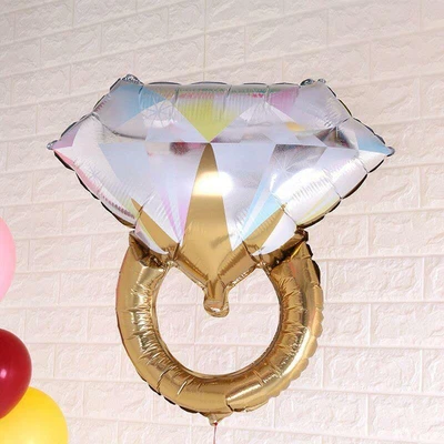 $13.99 • Buy 27  Large Gold Engagement Diamond Ring Shaped Foil Balloon