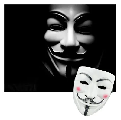 2x Anonymous Hacker V For Vendetta Guy Fawkes Fancy Dress Halloween Face Mask Uk • £5.39