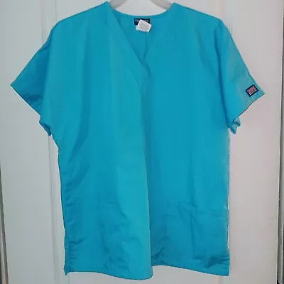 Cherokee Scrub Top Size Small Short Sleeve Blue Turquois Womens • $9