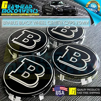 Brabus Black Chrome Wheel Center Hub Caps Emblem Fits Mercedes-Benz 75MM 4PC Set • $22.98