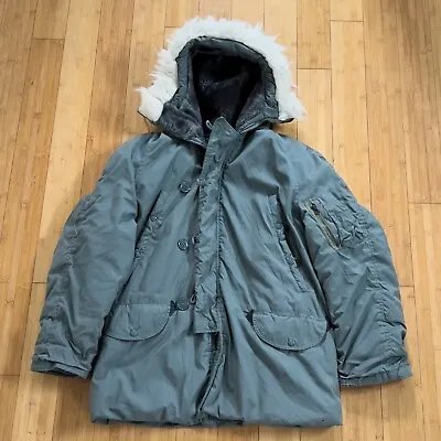 Parka Jacket Mens Medium Green Extreme Cold Weather Military N-3B Coat 1970s VTG • $42