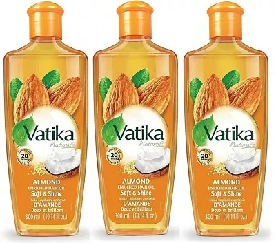 Vatika Almond & Coconut Enriched Hair Oil - 3 X 300 Ml - 10.5fl.oz • $48.52