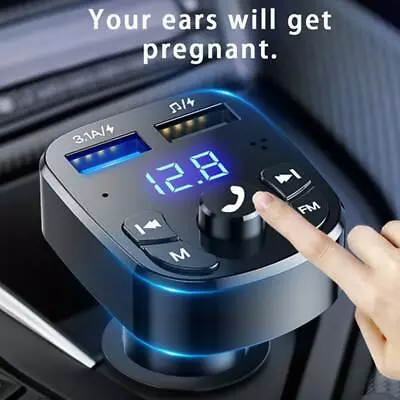 Wireless Bluetooth 5.0 Car FM Transmitter USB Fast Charger MP3 Player Handsfree • £4.32