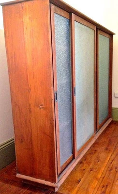 $750 • Buy Antique Australian Pine Bookcase With Sliding Doors