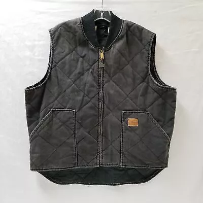 Vtg Wall's Black/Grey Denim Quilted & Lined Sleeveless Vest Men's Sz XL Reg • $15