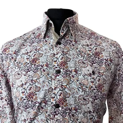 GABICCI Shirt Mens MEDIUM Long Sleeve Button Down Collar Floral Design • £16.95