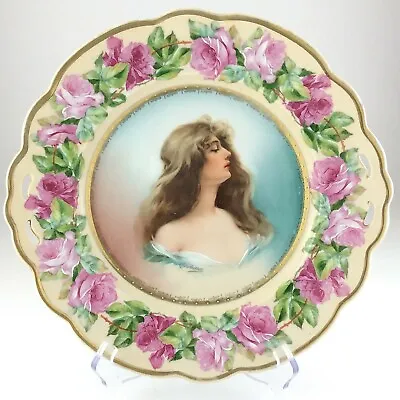 Austria Moritz Zdekauer MZ Constance Woman Portrait Plate Pink Rose R486 • $295