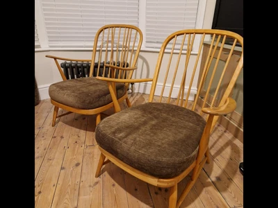£800 • Buy Pair Of Vintage Mid-century Ercol Windsor 203 Arm Chair With Base/back Cushions.