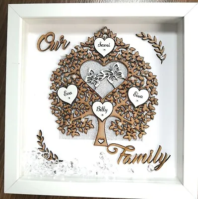 £24.99 • Buy PERSONALISED FAMILY TREE, Gift 3D Box Frame,Birthday,Wedding,Anniversary