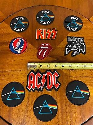 Lot Of 11 HARD ROCK  IRON-ON PATCHES   PINK FLOYD*ZEPPELIN*STONES*DEAD*ACDC*KISS • $9.99