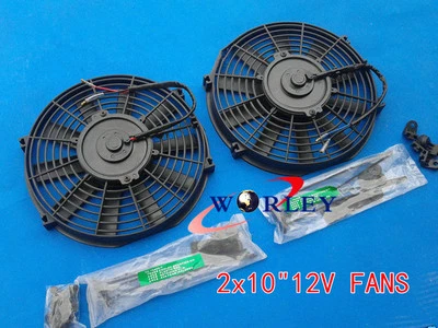 $56 • Buy 2x 10  Inch Universal Slim Fan Push Pull Electric Radiator Cooling 12V Mount Kit