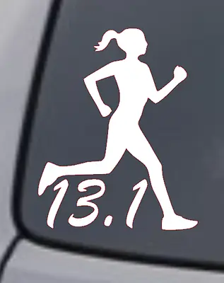 13.1 HALF MARATHON RUNNER Vinyl Decal Sticker Window Wall Bumper Running Woman • $3.69