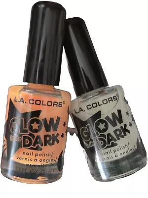 L.A. Colors GLOW In The DARK Halloween Nail Polish White & Orange Set 0.37FlOz • $15.26