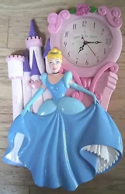 $5 • Buy Vintage Disney Princess CINDERELLA BELIEVE IN YOUR DREAMS WALL CLOCK  Works