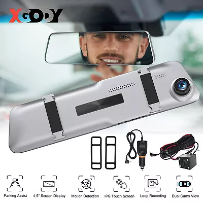 1080P Dash Camera Rear View Car Cam Reverse Mirror Front And Tail DVR Recorder • $34.99