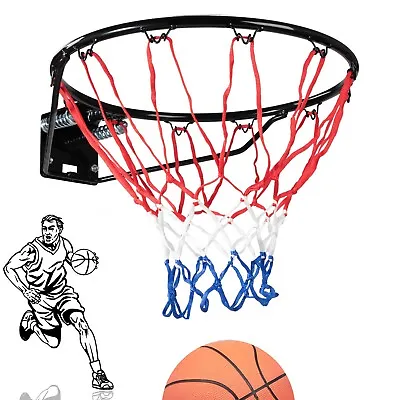 Wall Mounted Outdoor 18  Full Size Basketball Hoop Ring Rim Net Hanging Basket • £19.95