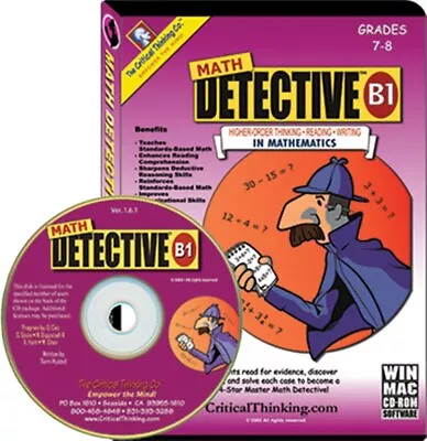 Math Detective Software B1 (CD Rom) (VG) (W/Case) • $9.25