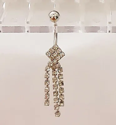 Belly Ring Vintage Cascading Clear Gems Fancy Dangle Naval Steel Body Jewelry • $9.99