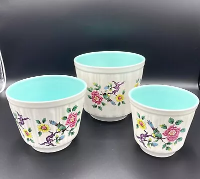 Trio Of James Kent Old Foley 'Chinese Rose' Plant Pots. Vintage. • £25