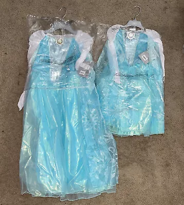 2 Disney Store NOS Elsa Costume; 2 Dress 2 Tiara 2 Wand 2 Wig & Shoes • $200