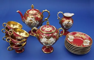 £1988.82 • Buy Antique Noritake Hand Painted Red And Gold Pedestal Tea Set