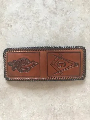 REDUCED Leather Wallet With Mason & Shrine Symbol And Money Clip • $20