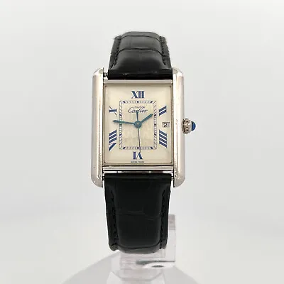 Cartier Must De Cartier Tank 2414 Sterling Silver 925 Quartz 25mm Swiss Watch • $2395