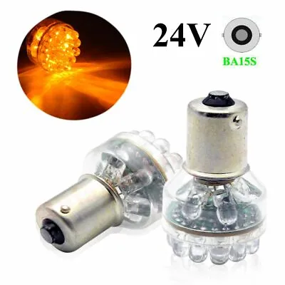 2X 1156 BA15S Car AMBER Globe 24 LED Brake Reverse Turn Stop Tail Light Bulb 24V • $5.79