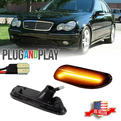 Smoked LED Amber Side Marker Light For 01-07 Mercedes Benz W203 C-Class C200 300 • $29.99