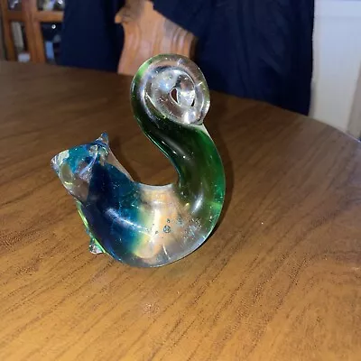 Hand Blown Murano Style Art GLASS  Figurine Blue Green Squirrel Paperweight • $29.99