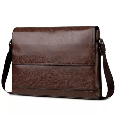 Mens PU Leather Bags Messenger Bag Briefcase Satchel Shoulder Handbag Crossbody • $22.34