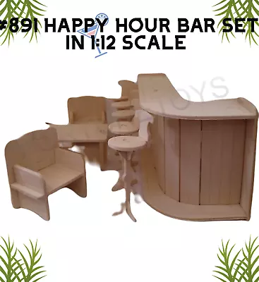 NEW Wood Craft Dollhouse Miniatures 1:12 Furniture #891 HAPPY HOUR BAR SET • $20