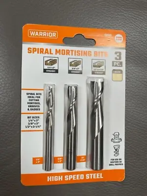 Warrior 58931 High Speed Steel  Spiral Mortising Router Bit Set 3 Piece Sealed • $14.99