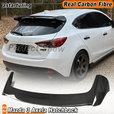 For Mazda 3 Axela Hatchback 2014-19 REAL Carbon Rear Tail Roof Spoiler Wing Lip  • $415.90