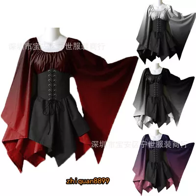 Medieval Cosplay Dress Renaissance Costume Elf Gothic Corset Short Dress Women • $34.54