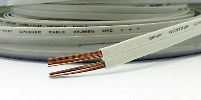 QED Qontour Ultra-Flat Solid Core Speaker Cable Sold By The METER Raw Cable DIY • $14.99