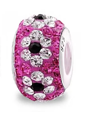 1 Pink & White CZ Charm Bracelet Bead 925 Silver Ideal Gift Wife Mum Nan Sister • £8.99