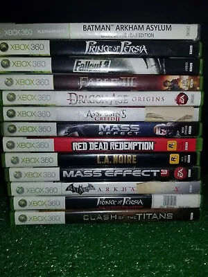 XBOX 360 Used Video Game Lot Bundle 13 Games Batman Arkham Mass Effect Red Dead • $44.44