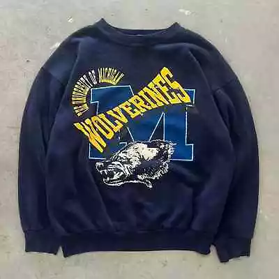 Vintage 90s Michigan Wolverines University College Sports Crewneck • $44.99